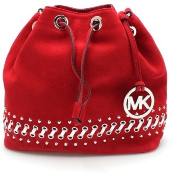 MK Michael Kors Jules Red Suede Satchel Rare Bag - Picture 2 of 7